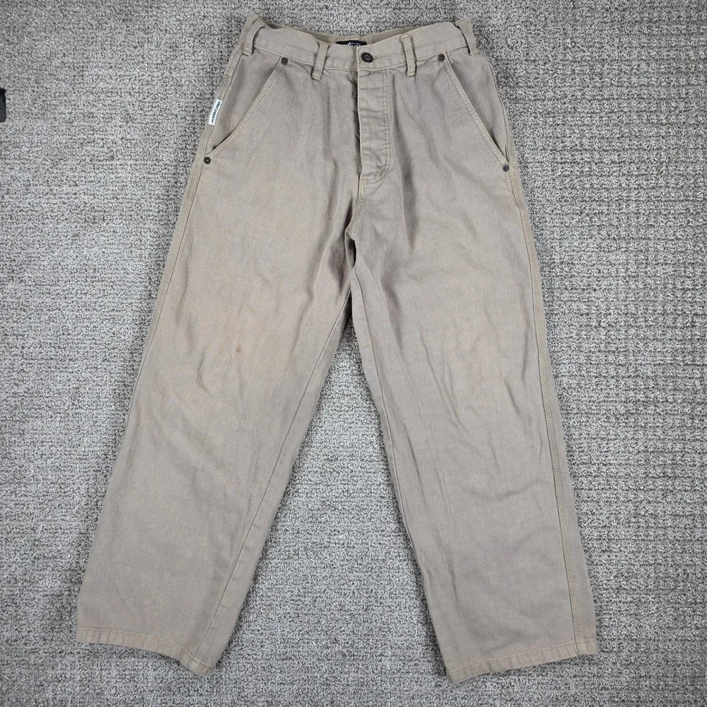 Vintage Stussy King Size Work Pants Mens Medium Tan Canvas USA Made Streetwear